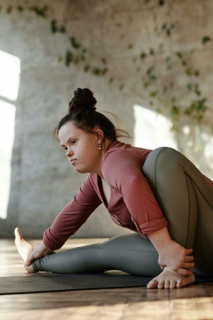 Young woman following unconventional fitness trends