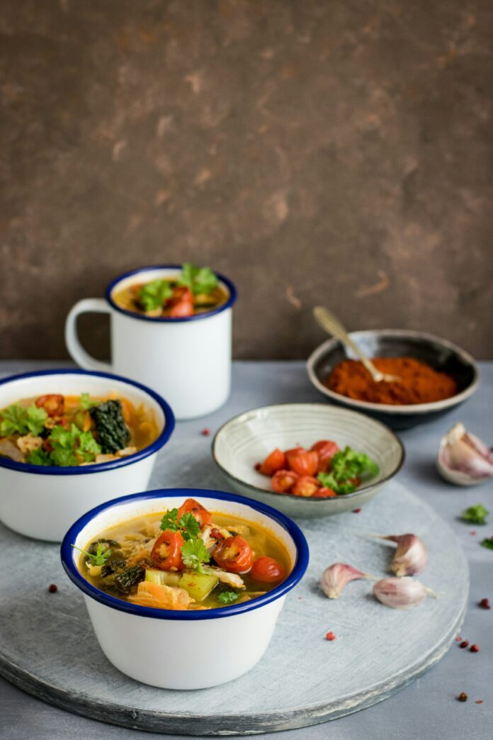 Plant based diet saucers and bowls